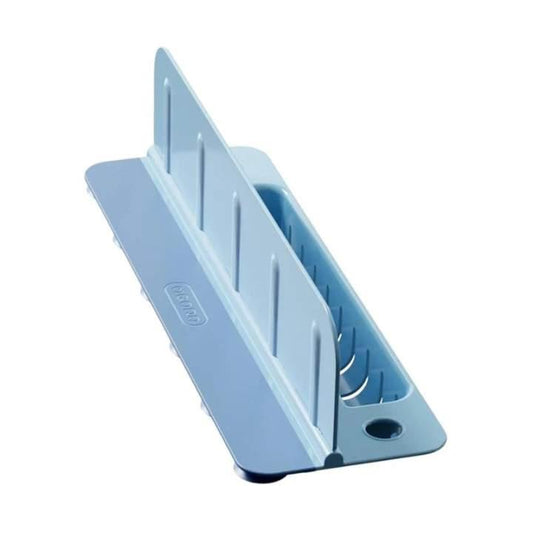 Blue plastic shelf bracket on a white background
