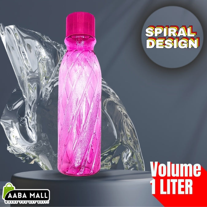 Spiral Water Bottle Unbreakable 1000 ML Plastic Water Bottle Set β Spill-Proof, Fridge-Friendly Bottles with Round Cap