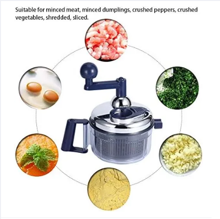Hand Mixer Food Chopper | Manual Food Processor & Mixer Blender | Rotary Onion Chopper for Garlic, Salad, Salsa, Vegetables & Nuts