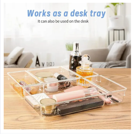 Acrylic Drawer Organizer | Multi-Purpose Storage Divider for Kitchen, Jewelry, Makeup, Office & Bathroom β Clear Acrylic Organizer Box