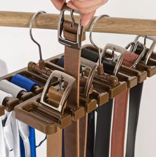 Tie, Belt & Scarf Organizer Rack β Closet Wardrobe Space Saver Hanger with Metal Hook | Multi-Purpose Belt Holder & Tie Hanger