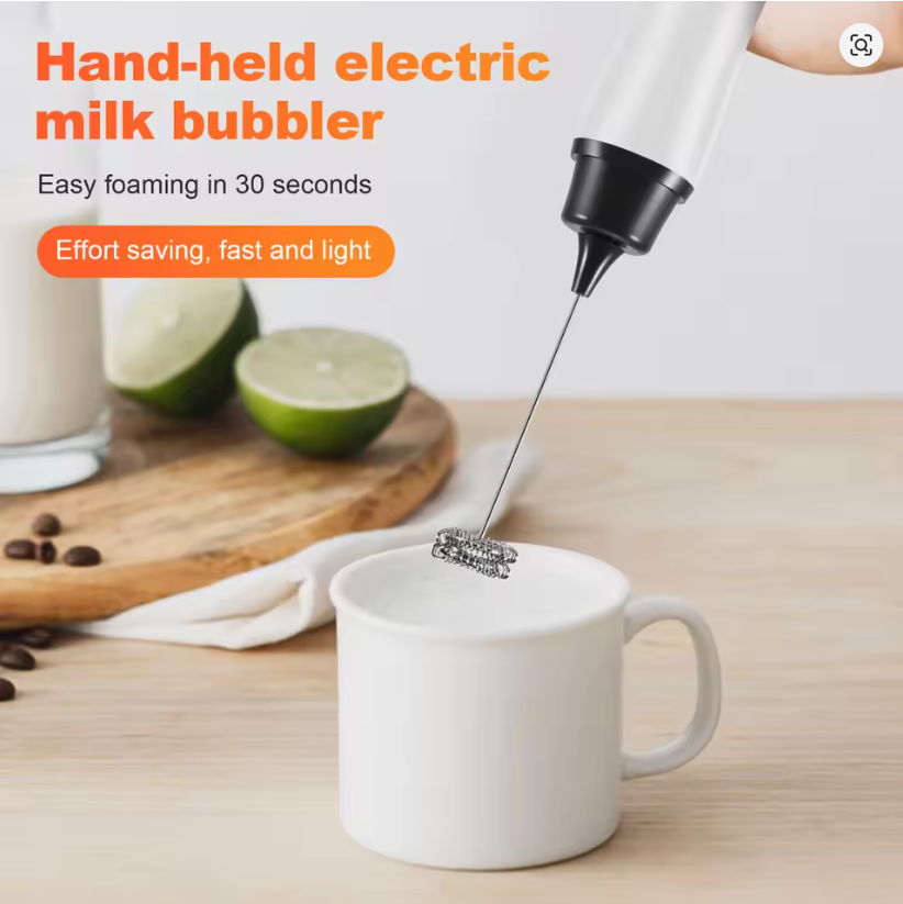 Rechargeable Electric Coffee Mixer Frother – Automatic Milk Foamer, Cream Whisk, Egg Beater & Cooking Stirrer with Cover