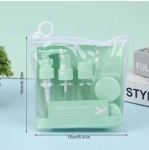 Set of 5 Travel Kit Bottle & Dispenser Set Makeup Shampoo Shower Gel Face Wash Skin Care Hand Cream Dispenser