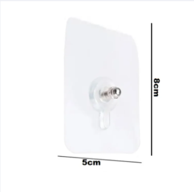 Transparent self-adhesive double wall hook