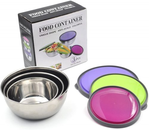 Set of 3 Stainless Steel Lunch Boxes with Leak-Resistant Lids Food Container