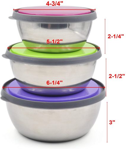 Set of 3 Stainless Steel Lunch Boxes with Leak-Resistant Lids Food Container