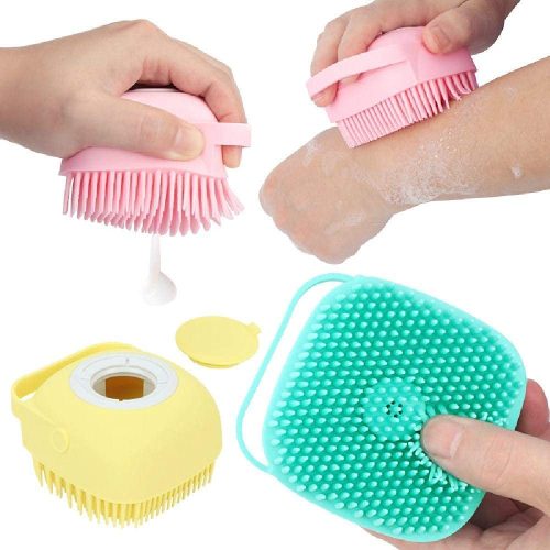 Pack of 2 Silicon Massage Bath Brush, Silicon Wash Scrubber, Cleaner & Massager