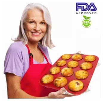 Silicone Cupcake Mold Muffin Tray Tin Cupcake Pan 12-Cup Cavities