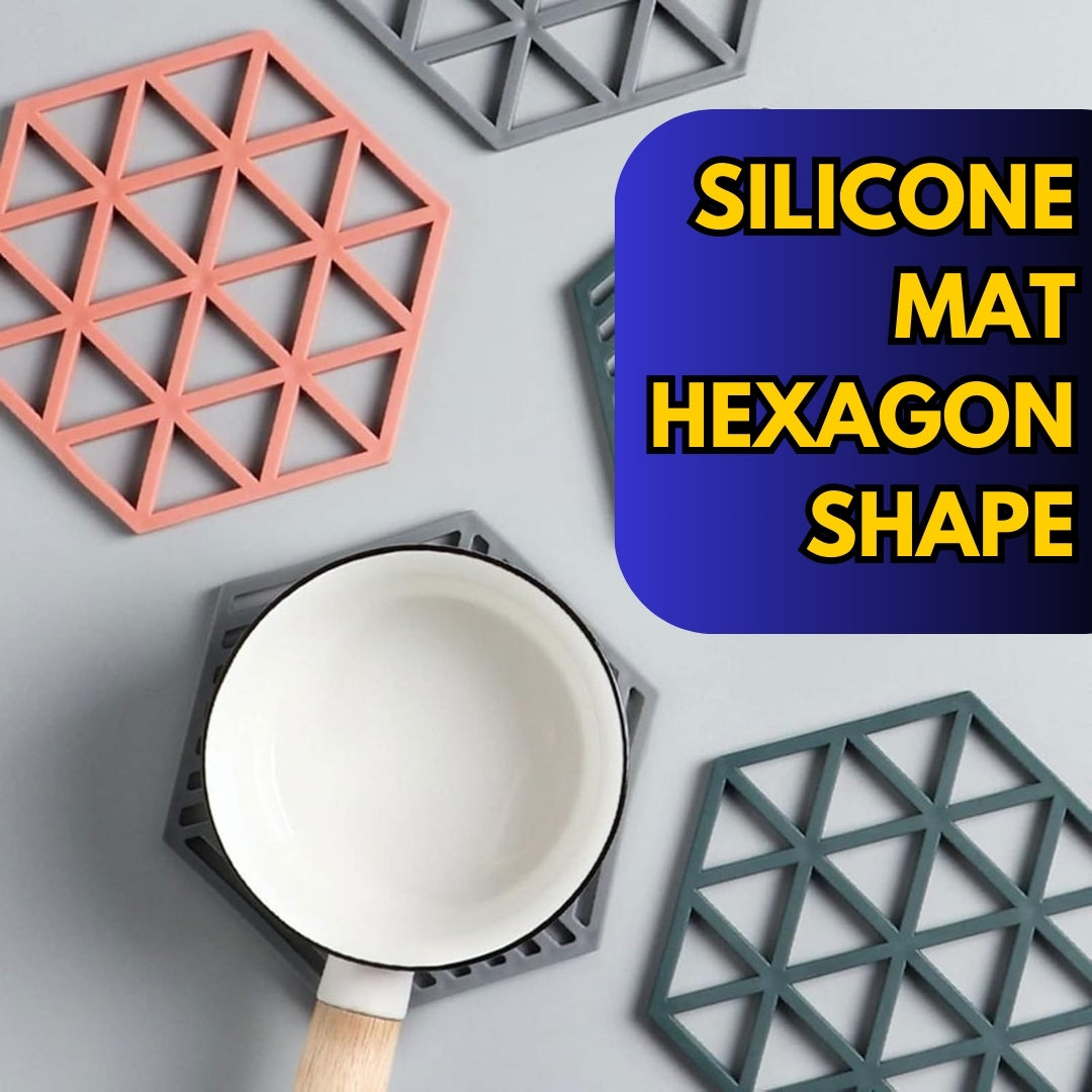 Flexible Durable Pot Holder Coasters Reusable Hexagon Cup Mat Heat Trivet for Kitchen - Silicone Mat Hexagon Shape