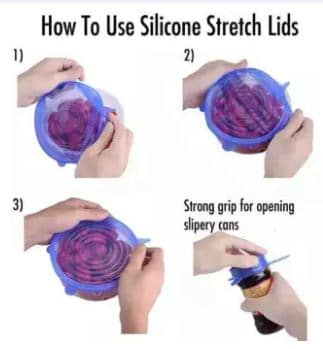 6 Pieces Silicone Stretch Lids Wrap Dish Bowl Pan Cover Kitchen Food Keep Fresh