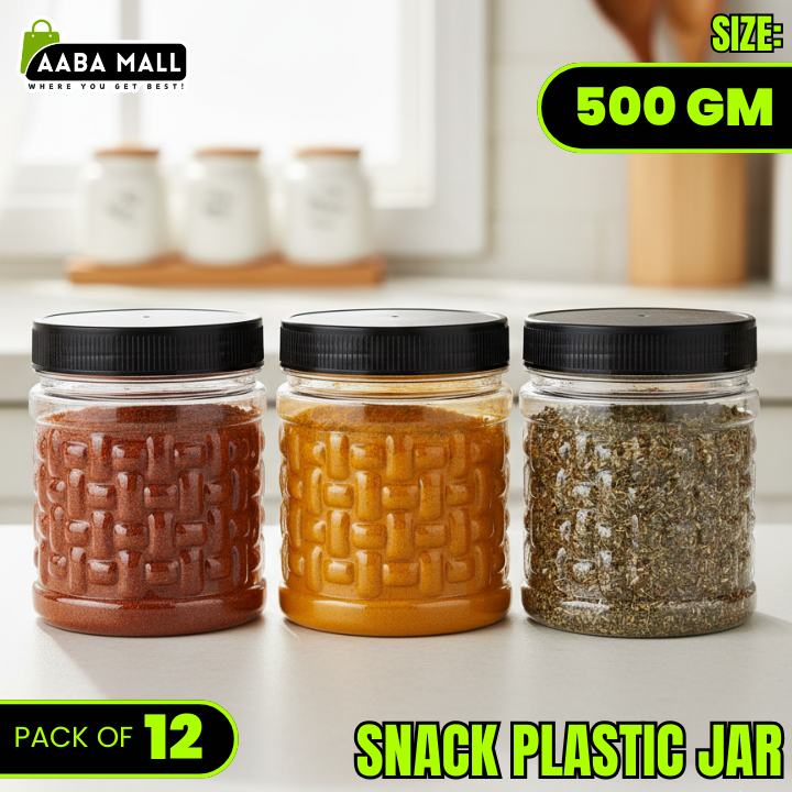 snack jar, 500gm jar, plastic container, airtight jar, food storage jar, kitchen organizer, BPA free jar, transparent jar, small storage container