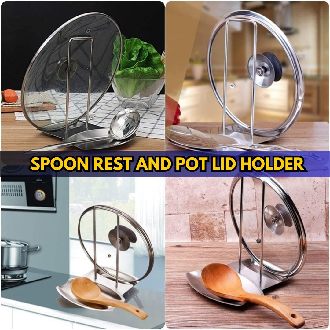Steady Spoon Rest Stainless Steel Pan Pot Cover Lid Rack
