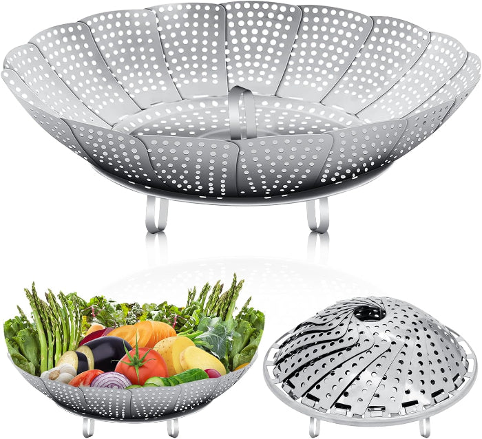 Foldable dumpling and seafood steamer rack