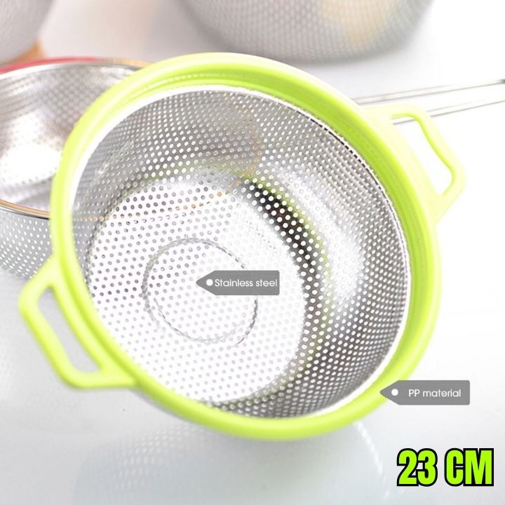 Premium Stainless Steel Vegetable & Fruit Colander with Plastic Handle – Multi‑Size Drain Basket & Rice Sieve