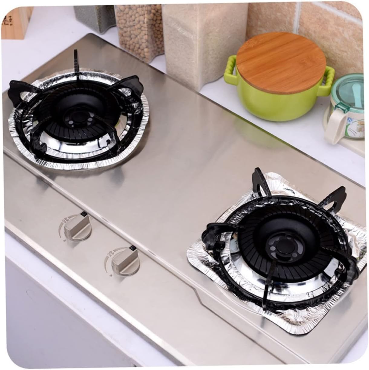 Aluminum Foil Gas Stove Liner & Burner Cover (Square Shape) - Pack of 10
