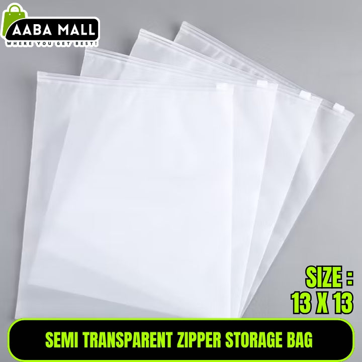 Pack of 6 Zipper Storage Bag Travel Thicken Dustproof Organization -Semi Transparent