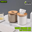 Tissue Storage Box with Wooden Cover ? Roll Paper Dispenser & Desktop Napkin Holder for Bathroom
