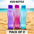 H20 Water Bottle Unbreakable 1000 ML Plastic Water Bottle Set ? Spill-Proof, Fridge-Friendly Bottles with Round Cap