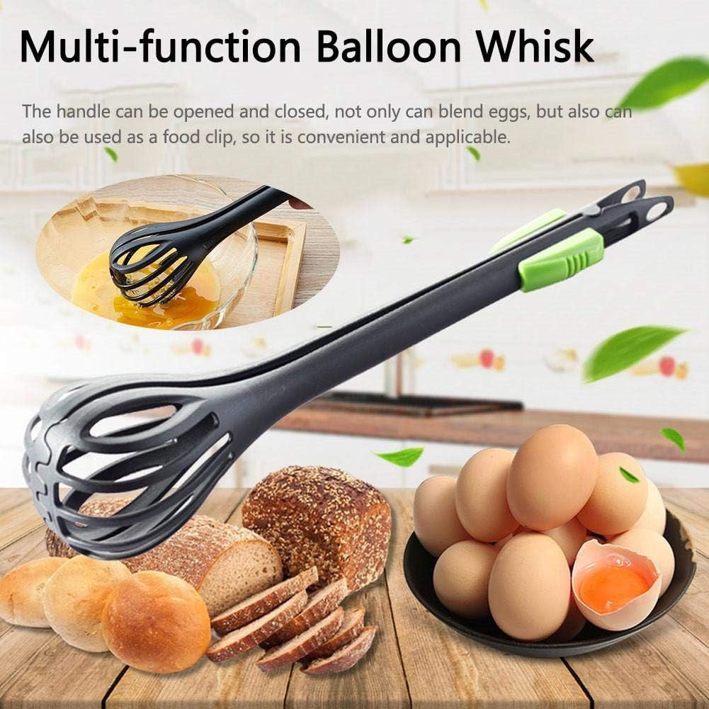 Multi-Functional Nylon Food Clip Whisk Balloon Whisker Egg Beater Dual Purpose Manual Blender Mixer Baking Tool Holding Mixing Clamping Egg picker for Kitchen