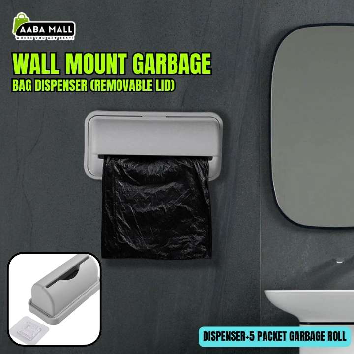 Wall mount garbage bag dispenser organizer