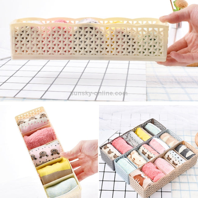 5 grids plastic wardrobe storage box and drawer organizer for men and women's socks, underwear, and cosmetics