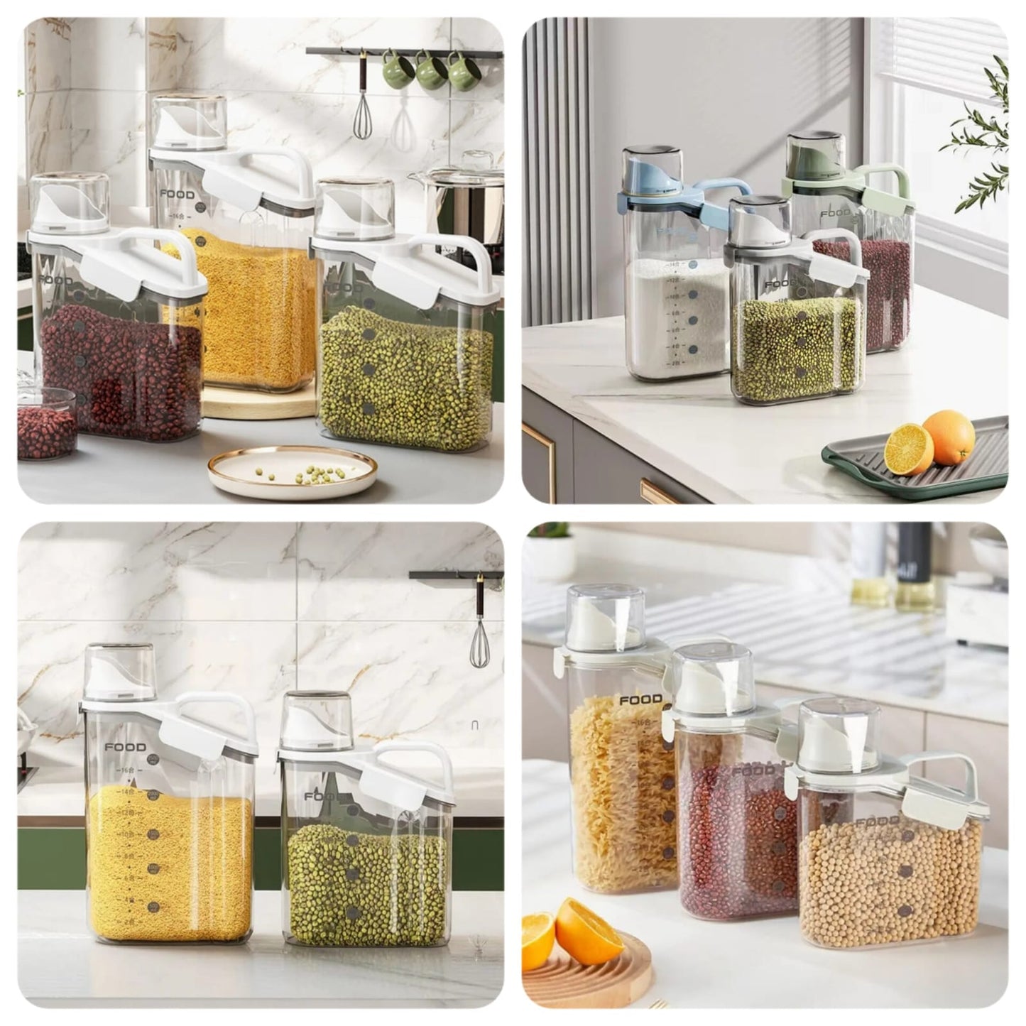 2KG Plastic Airtight Food Storage Container with Measuring Cup - AABA MALL