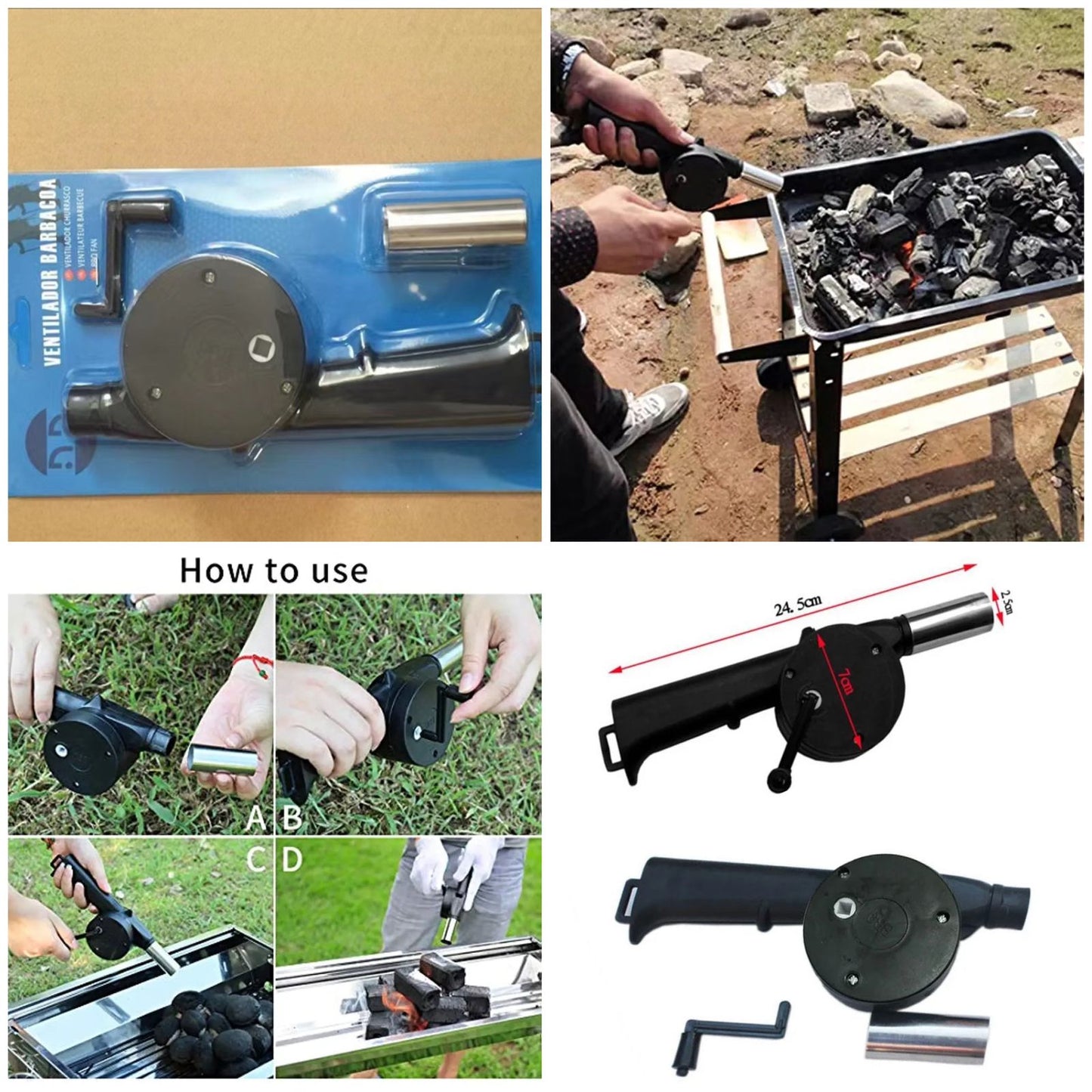 Portable Hand Blower Fan for BBQ, Picnic, Outdoor Camping & Hiking