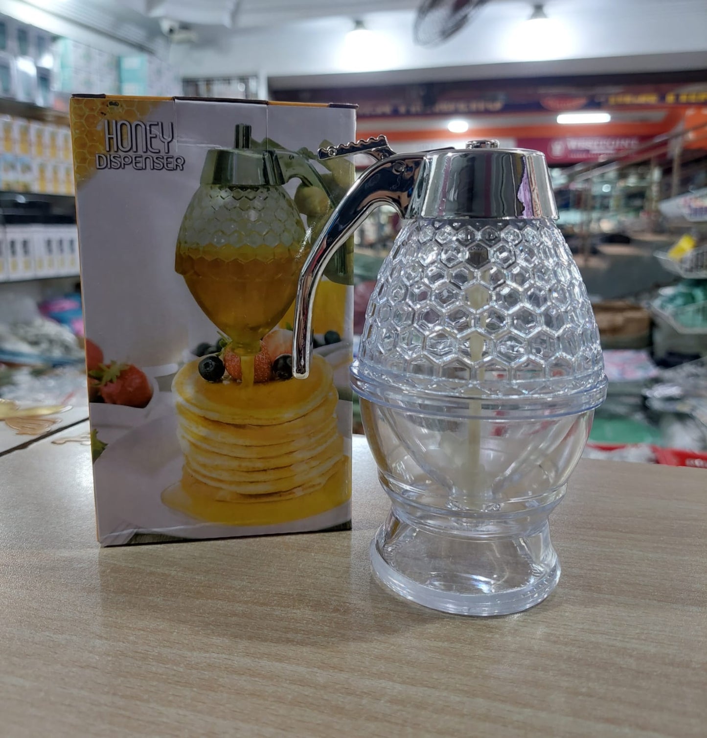 Acrylic Honey Dispenser with Stand – Transparent Honeycomb Jar 200ml | No-Drip Syrup & Honey Server - AABA MALL