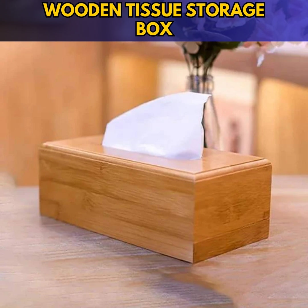 Wooden Tissue Storage Box