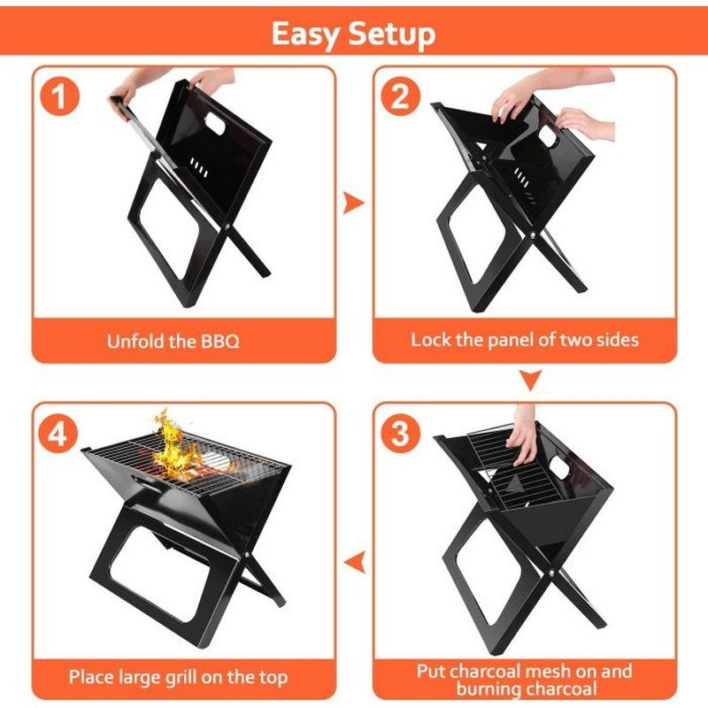 X STYLE Barbecue Grill - FOLDABLE Portable Grill WITH COOKING PLATE