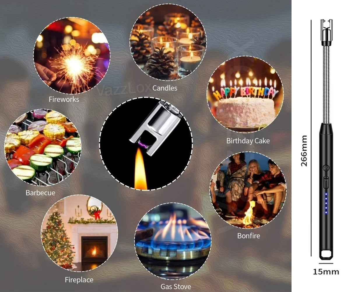 Rechargeable Electric Arc Lighter Portable USB Lighter Stove Lighter Long Neck Led