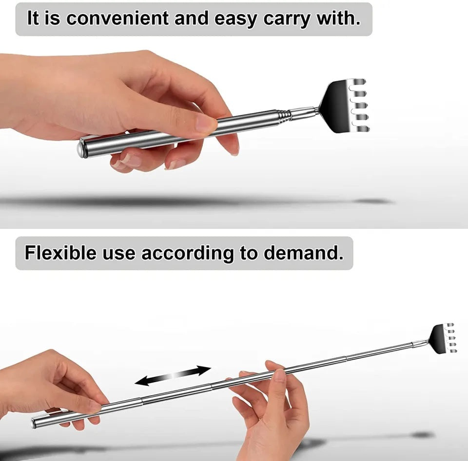 Portable Telescopic Back Scratcher Itch Massage Tool Adjustable Steel Pen-type Clip Tickle Massage Scratch - AABA MALL