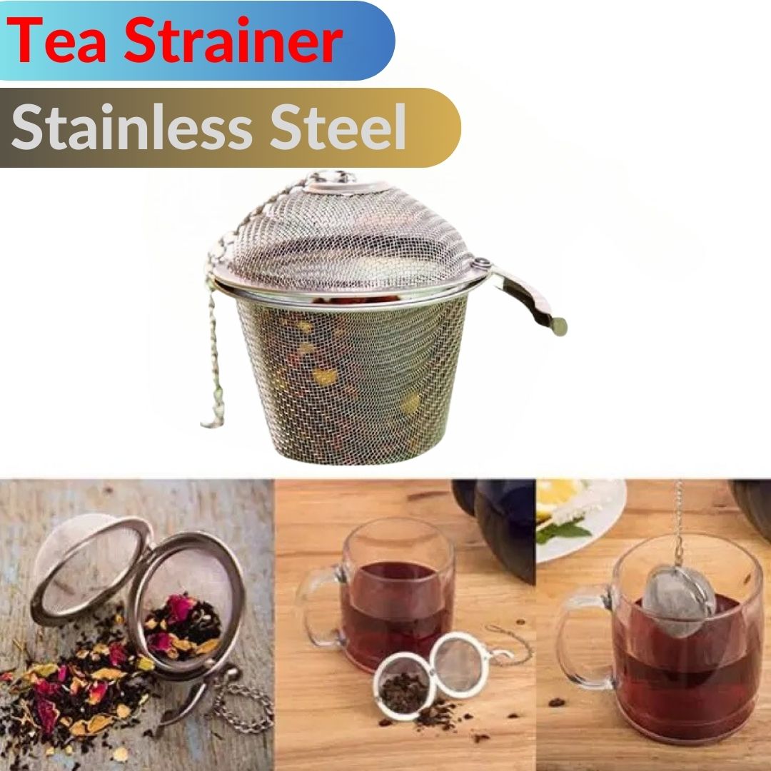 6.5cm BASKET Silver Elegant Perfect Tea Strainer Mesh Stainless Steel Tea Strainer Filter Infuser for Lose Leaf Tea and Mulling Spices - Chain Style (Copy) - AABA MALL