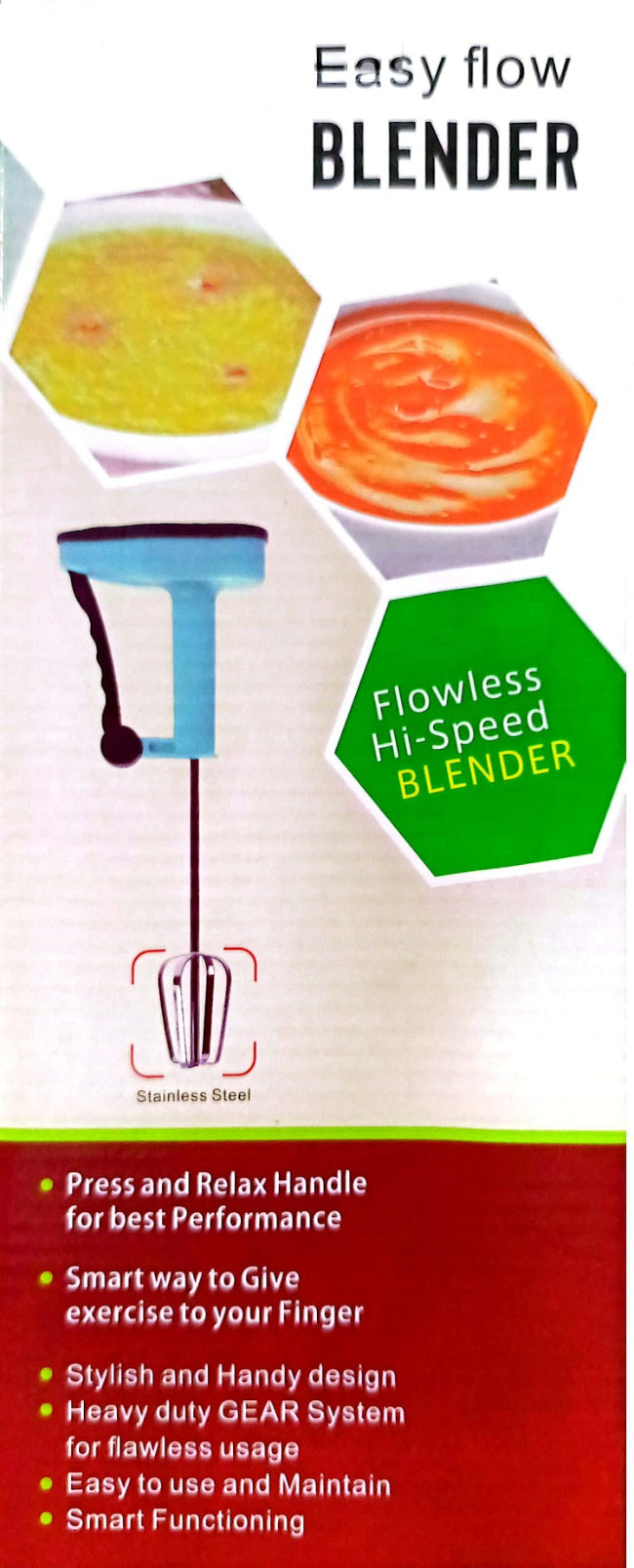Easy flow powerless manual hand blender, stainless steel rotating whisk and egg beater tool for coffee and batter