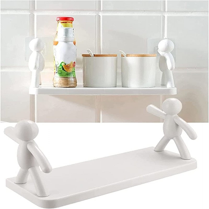 Wall Hanging Storage Character Shelf Holder for Kitchen & Bathroom (White)