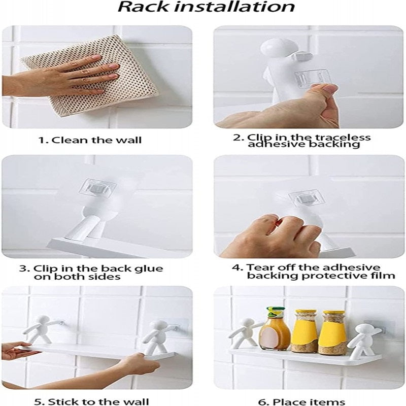Wall Hanging Storage Character Shelf Holder for Kitchen & Bathroom (White)