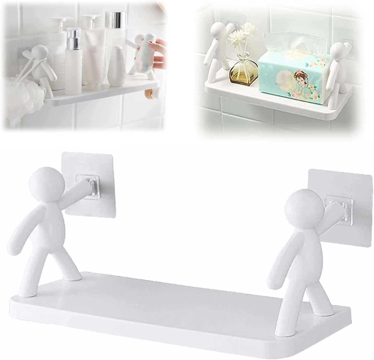 Wall Hanging Storage Character Shelf Holder for Kitchen & Bathroom (White)