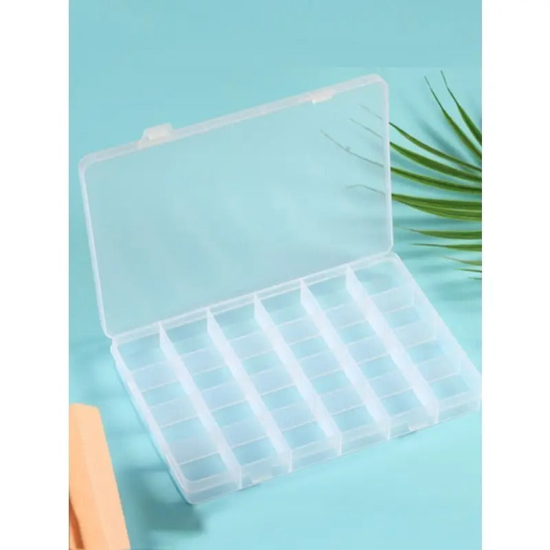 24 GRID MINI Transparent Jewelry Organizer Box ideal for Beads, Nails, DIY Crafts, Jewelry, Fishing Tackle & Small Accessories - AABA MALL