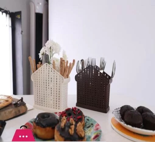 cutlery stand, kitchen organizer, utensil holder, spoon fork knife rack, draining rack, kitchen tool holder, plastic storage stand, cutlery drying rack