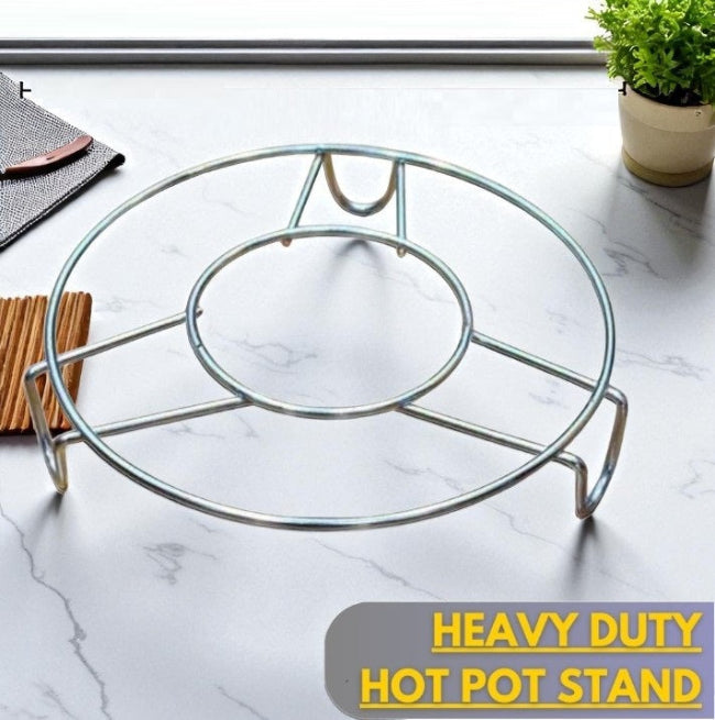 Round plant pot and hot pot holder chrome finish