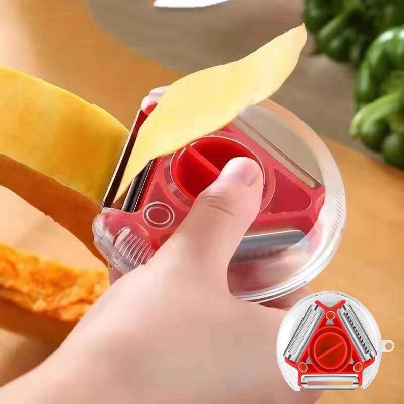 3-in-1 Rotary Kitchen Peeler Slicer & Grater Machine | Stainless Steel Vegetable & Fruit Cutter | Multifunctional Potato Peeler, Cheese Grater & Food Processor