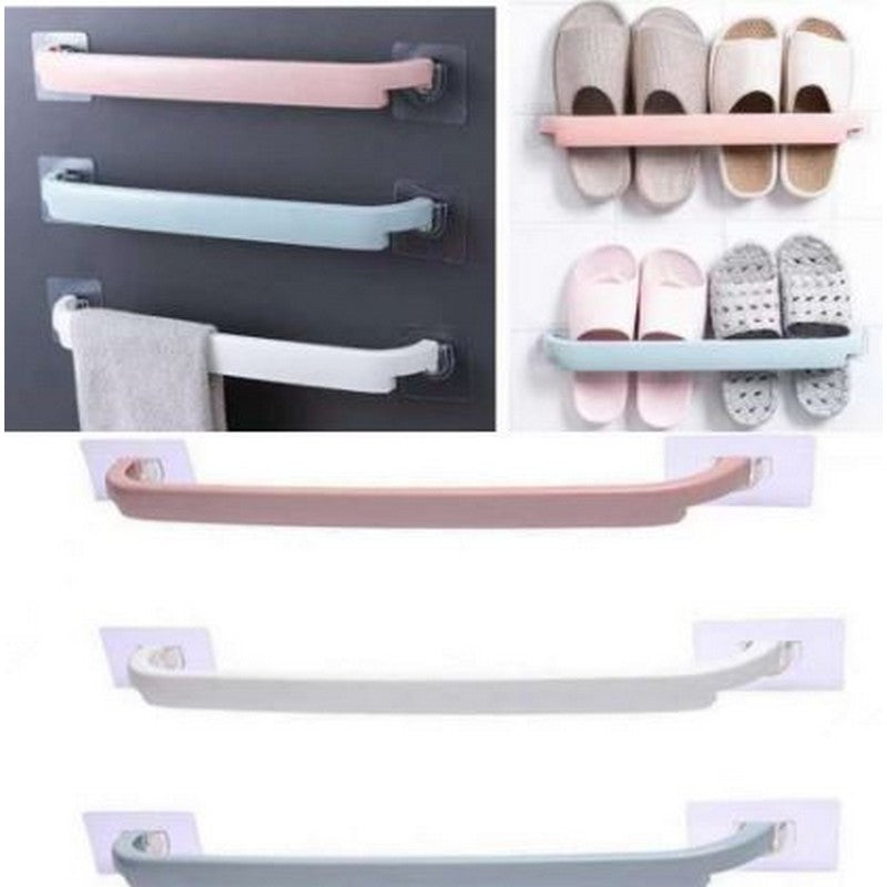 Self-Adhesive Towel Hanger Bar | Powerful Non-Trace Sticker Towel Holder | Drill-Free Plastic Towel Rail for Bathroom & Kitchen