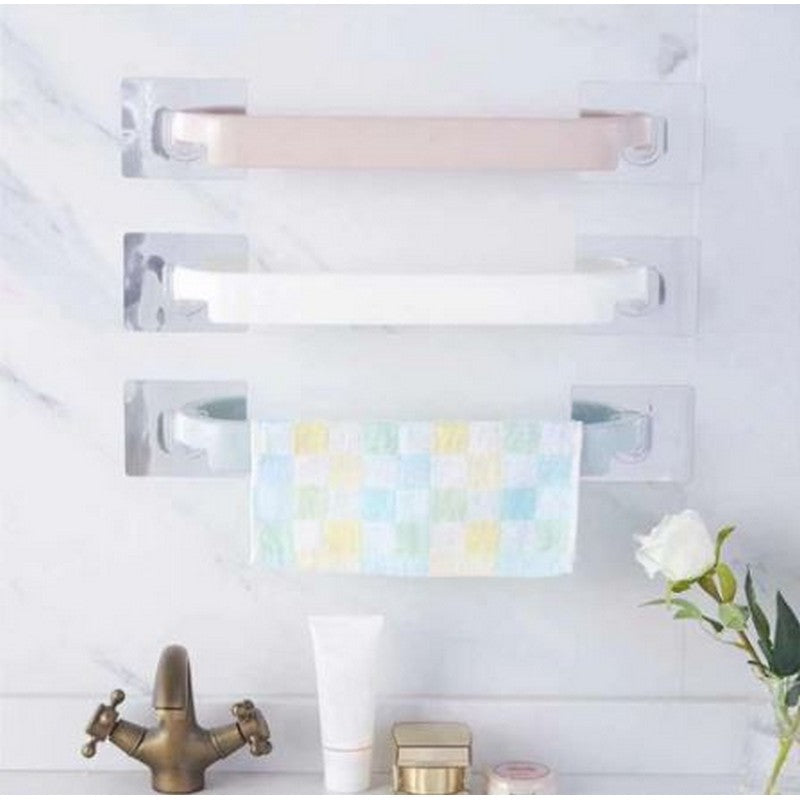 Self-Adhesive Towel Hanger Bar | Powerful Non-Trace Sticker Towel Holder | Drill-Free Plastic Towel Rail for Bathroom & Kitchen