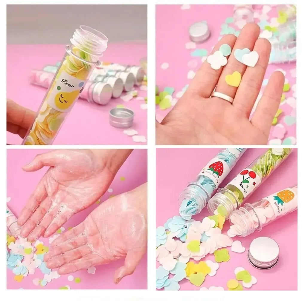 Mini Portable Travel Paper Soap Sheets In Bottle Disposable Soap Flakes for Hand Wash, Foot & Hand Care, Toiletry Cleansers - AABA MALL