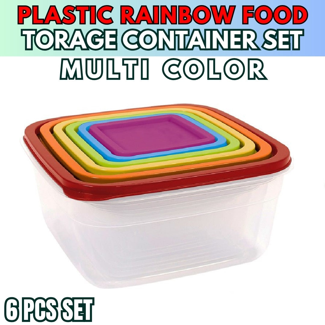 6 PCS Transparent Refrigerator Food Storage Container Rainbow