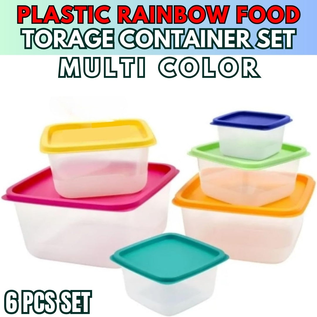 6 PCS Transparent Refrigerator Food Storage Container Rainbow