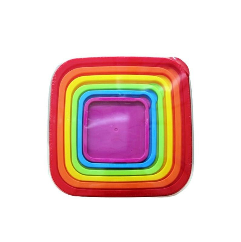 6 PCS Transparent Refrigerator Food Storage Container Rainbow