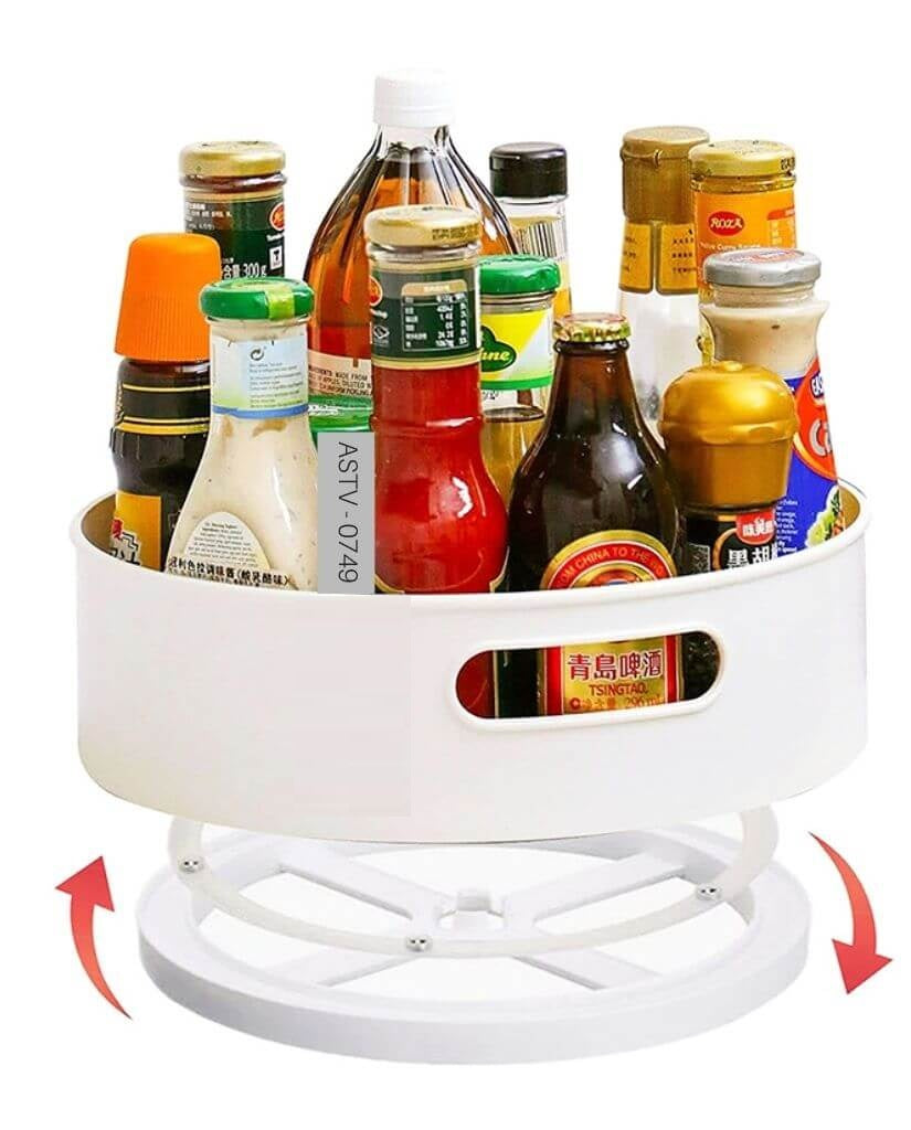 360° Rotating Organizer Tray, Two Open Handles Turntable Storage for Kitchen Living Room Bathroom Storage