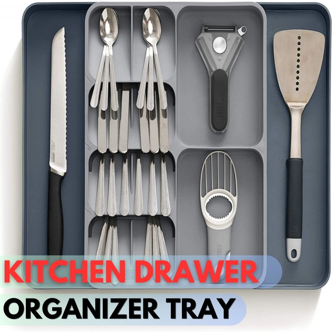 2 Layer Expandable Cutlery Tray for Kitchen Drawer Organizer For Spoon Knife Fork Cutlery Separation Storage Box Kitchen Accessories Grey