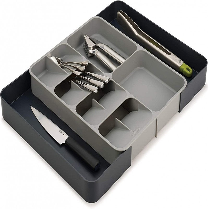 2 Layer Expandable Cutlery Tray for Kitchen Drawer Organizer For Spoon Knife Fork Cutlery Separation Storage Box Kitchen Accessories Grey